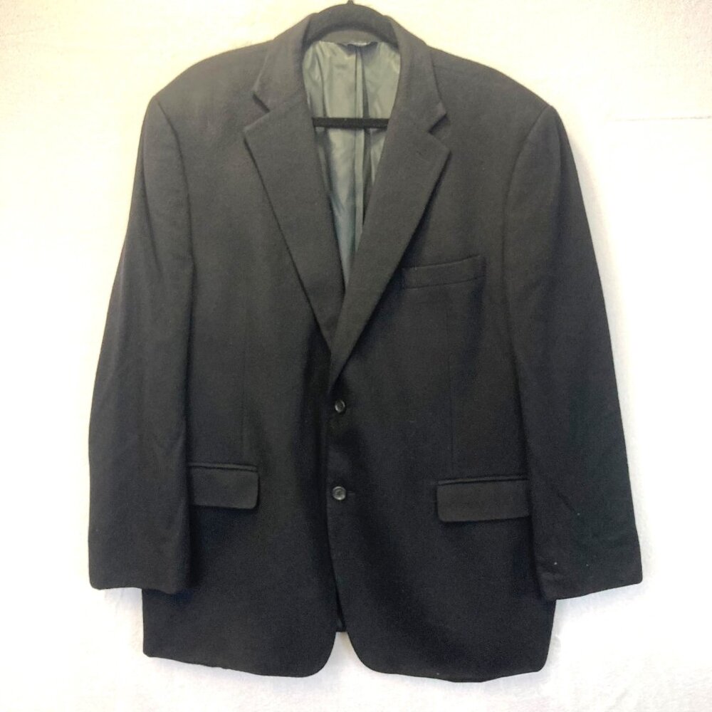 Vintage Pavone 100% Cashmere Sports Coat Blazer Jacket Mens 48R Black Chile Soft